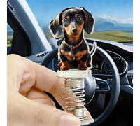 Acrylic Car Accessories and Home Decoration Creative Shaking Spring Dachshund Dog Design, Suitable for Car, Home Furnishings, Desk and Bicycle, Ideal Christmas Gift for Friends & Family
