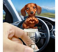 Acrylic Car Accessories and Home Decoration Creative Shaking Spring Dachshund Love Heart Design, Suitable for Car, Home Furnishings, Desk and Bicycle, Ideal Christmas Gift for Friends & Family