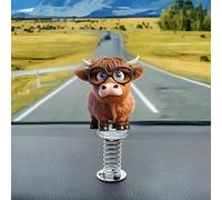 Acrylic Car Accessories and Home Decoration Creative Shaking Spring Highland Cow Design, Suitable for Car, Home Furnishings, Desk and Bicycle, Ideal for Friends & Family