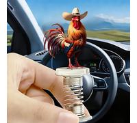 Acrylic Car Accessories and Home Decoration Creative Shaking Spring Rooster Cowboy Design, Suitable for Car, Home Furnishings, Desk and Bicycle, Ideal Christmas Gift for Friends & Family