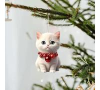 Acrylic Cat Christmas Ornament - Santa Hat, Hanging Pendant for Tree, Decorative Cat Lover's Home Decor