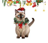 Acrylic Cat Keepsake - Colorful 2D Cat Ornament Design, Cute Animal Figurines Collection, Seasonal Festive Celebration Decoration | Gorgeous Winter Holiday Accent for Workplace Fireplace