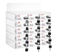 Acrylic Cell Phone Locker Box with Lock - 15 Wall-Mounted, Clear Mobile Phone Storage with Name Card Slot, Freestanding 15-Grid Cell Phone Storage Solution