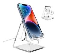 Acrylic Cell Phone Stand for Desk, Phone Holder for Office, Portable Phone Holder, Compatible with iPhone15 14 13 12 11 Pro XS Max XR 8 7 6S Plus, Samsung S20+ Note10, Tablets（1Pack）