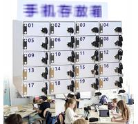 Acrylic Cell Phone Storage Cabinet Wall-Mounted Mobile Locker Secure Phone Safe for 20/25/30/40/50/60 Slots Ideal for Offices Gyms Schools - 60 Grids 50 Grids