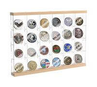 Acrylic Challenge Coin Holder with 16/24Compartments Clear Display Case for Military Medals Pins Commemorative Stamps Collectors Versatile Box for Trading Cards Sports Cards Photocards
