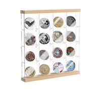 Acrylic Challenge Coin Holder with 16/24Compartments Clear Display Case for Military Medals Pins Commemorative Stamps Collectors Versatile Box for Trading Cards Sports Cards Photocards