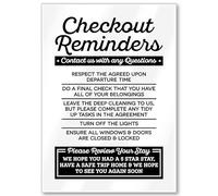 Acrylic Checkout Reminders Sign Compatible with Airbnb Essentials for Hosts Signs, 5x7 Air bnb Signs Standard Guidelines, Rental House Rules Sign Compatible with Airbnb Supplies for Guests, USA Made