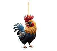 Acrylic Chicken Rooster Hens, Ornament for Christmas-Tree Hanging Decoration, Farm Animal Holiday, Poultry Themed Thanksgiving Day Decorative Hanging(E)