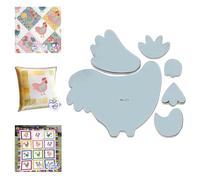 Acrylic Chicken Shape Sewing Ruler & Stencil, Weekend Chicken Patchwork Quilting Template Set - with Instructions, Reusable DIY Hand Acrylic Chicken Patchwork Sewing Pattern Template (8 inch)