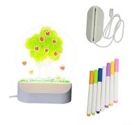 Acrylic Children's Drawing Board, 1pc with 7 Colored Pens, USB-Powered Warm Night Light, Glow-in-the-Dark Art, for Kids' Creativity and Holiday Decoration(round)