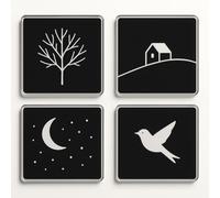 Acrylic Christmas Coaster Gift Set of 4 with Scandinavian 'Still Winter' Design - Elegant Christmas Decor for Home Gatherings