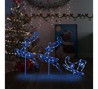vidaXL Acrylic Christmas Flying Reindeer&Sleigh 260x21x87cm Blue