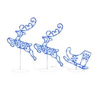vidaXL Acrylic Christmas Flying Reindeer&Sleigh Blue Lighted Reindeer Set