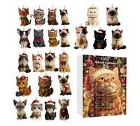 Acrylic Christmas Ornament Calendar - 24 Days Cat Theme Countdown, Festive Wall Decor, Cute Holiday Display, Daily Keychain Surprise|Fun Season Gift for Kids, Teenagers,