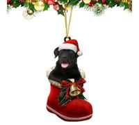 Acrylic Christmas Tree Decorations | Cute Puppy in a Christmas Stocking, Festive 2D Hanging Lamp for Fireplace Window Stairs Car