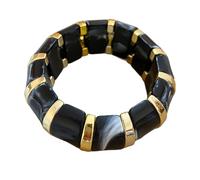 Acrylic Chunky Bangle Stretch Bracelets for Women Gold Plated Wide Resin Round Geometric Thick Cuff Bangle Wristband Bracelet Lightweight Fashion Y2K Jewelry for BFF Sister, M, Resin, no gemstone