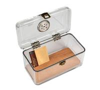 Acrylic Cigar Humidor with Hygrometer, Desktop Cigar Case Box with Spanish Cedar Cigar Tray Transparent Cigar Box A