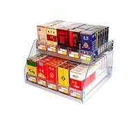 Acrylic Cigarette Display Rack with Auto Pushers - 4 Layers, 9 Columns, Wall-Mounted or Countertop Shelf for Easy Organization at Retail Stores