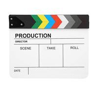 Acrylic Clapperboard for Film Making, Professional Movie Clapperboard with Built - In Magnet, 30x25CM Photography Action Clap Board for Directors, Video Editing and Role Playing (Color strip