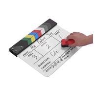 Acrylic Clapperboard with Marker & Eraser,Film Clapperboard,Integrated Magnet,Clear Printing,for TV and Video Production,Acrylic Material,Ideal for Cinema,Television,Independent (Multicolored Stick)