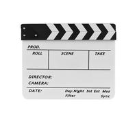 Acrylic Clapperboard with Marker & Eraser,Film Clapperboard,Integrated Magnet,Clear Printing,for TV and Video Production,Acrylic Material,Ideal for Cinema,Television,Independent (White & Black Stick)