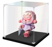 Acrylic Clear Display Case, 15x15x15cm Clear Display Case Cube with Black Base - Modular Dustproof Box for Home, Office, or Retail Display of Toys & Collectibles
