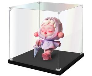 Acrylic Clear Display Case, 15x15x15cm Clear Display Case Cube with Black Base - Modular Dustproof Box for Home, Office, or Retail Display of Toys & Collectibles
