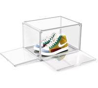 Acrylic Clear Stackable Shoe Storage Boxes - Stackable Shoe Cabinet For Closet, Space Saving Shoe Organizer With Magnetic Doors 2 Lids Open For Sneakers, Trainers, Pumps, Heels, Flats (12)
