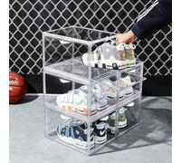 Acrylic Clear Stackable Shoe Storage Boxes - Stackable Shoe Cabinet For Closet, Space Saving Shoe Organizer With Magnetic Doors 2 Lids Open For Sneakers, Trainers, Pumps, Heels, Flats (8)