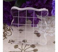 Acrylic Clear Stamping Blocks With Grid,Transparent Stamp Blocks Pad For Scrapbooking Color Stamping Process Essential Tools 7.5 * 7.5cm