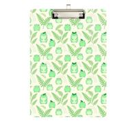 Acrylic Clipboard 12x9 Inch Green Fern Leaf Silver