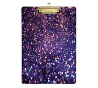Acrylic Clipboard A4/Letter Size Folder Acrylic Clipboard with Low Profile Clip Teacher Portfolio Clipboard 12.5x9in Diamonds Crystals Gradient Glitter Decoration Sequins Pink Purple Blue