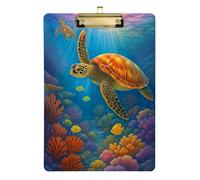 Acrylic Clipboard A4 Size 12.5" x 9" Art Clipboard with Low Profile Clip for Observation Recorder Classroom Sea Turtle