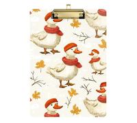 Acrylic Clipboard A4 Size 12.5" x 9" Art Clipboard with Low Profile Clip for Observation Recorder Classroom Autumn Fall Duck Orange Scarves