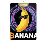 Acrylic Clipboard A4 Size 12.5" x 9" Clip Board Folder with Low Profile Clip for Volleyball Coaches Medical Contractor Bitcoin Cool Banana