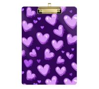 Acrylic Clipboard A4 Size 12.5" x 9" Folder Clipboard with Low Profile Clip for Coaches Coaching Trade Quest Purple Hearts Day Purple Hearts