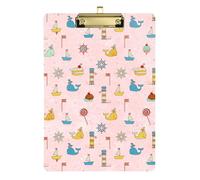 Acrylic Clipboard A4 Size 12.5" x 9" Folder Clipboard with Low Profile Clip for Truck Driver Office Meeting Ocean and Sweet Treats Pattern