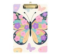 Acrylic Clipboard A4 Size 12.5" x 9" Metal Clipboards with Low Profile Clip for Observation Recorder Medical Contractor Colorful Butterfly Art