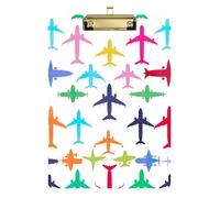 Acrylic Clipboard Airplane White Decorative Clipboard Hardboard Clipboards Standard Size for Women Men Teachers Nurses, A4 Letter Size 12.5 x 9 Inches Gold Clip