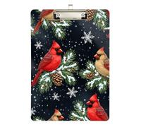Acrylic Clipboard Birds Pine Snowflakes Dark Decorative Clipboard Paperboard Chic Design Clipboards for Teacher Student Lawyer Nurse, A4 Letter Size 12.5 x 9 Inches Silver Clip