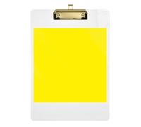 Acrylic Clipboard Canary Yellow Decorative Clipboard for Teacher Student Lawyer Nurse Standard A4 Letter Size Clipboard Low Profile Gold Clip Retractable Hanging Tab, 12.5" x 9" 12.5 x 9 Inches