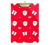 Acrylic Clipboard Cartoon Santa Claus Faces Writing Boards Hanging Clipboards A4 Standard Size for Women Men Teachers Nurses, Low Profile Gold Clip Retractable Hanging Tab