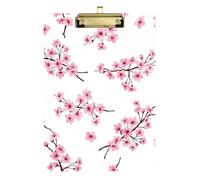Acrylic Clipboard Cherry Blossom Branches White Decorative Clipboards Cute Decorative Letter Size Clipboards for Students, Women, Man, Low Profile Gold Clip Retractable Hanging Tab