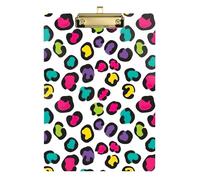 Acrylic Clipboard Colorful Leopard Decorative Clipboard for Students, Women, Man Wordpad Clipboards Standard Size, A4 Letter Size 12.5 x 9 Inches Gold Clip