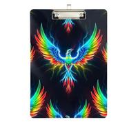 Acrylic Clipboard Colorful Phoenix Cute Clip Boards Cute Decorative Letter Size Clipboards for Nurses Teachers Coaches, Low Profile Gold Clip Retractable Hanging Tab