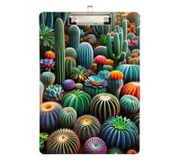 Acrylic Clipboard Colorful Succulents Cactus Fashion Clipboards Hanging Clipboards A4 Standard Size for Women Men Office Supplies, 12.5 x 9 Inches Silver Clip, Silver12x9in