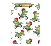Acrylic Clipboard Cute Cartoon Alligators White Decorative Clipboards A4 Standard Size Clipboards Hardboard for Nurses, Lawyers, Doctor Offices, Low Profile Gold Clip Retractable Hanging Tab