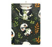 Acrylic Clipboard Cute Cartoon Panda Green Cute Clip Board for Classrooms, Restaurants, School A4 Standard Size Clip Boards Low Profile Silver Clip Retractable Hanging Tab