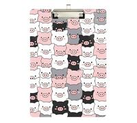 Acrylic Clipboard Cute Cartoon Pig Cute Clip Boards Standard A4 Letter Size Clipboards for Teachers, Students, Nurses, Low Profile Gold Clip Retractable Hanging Tab